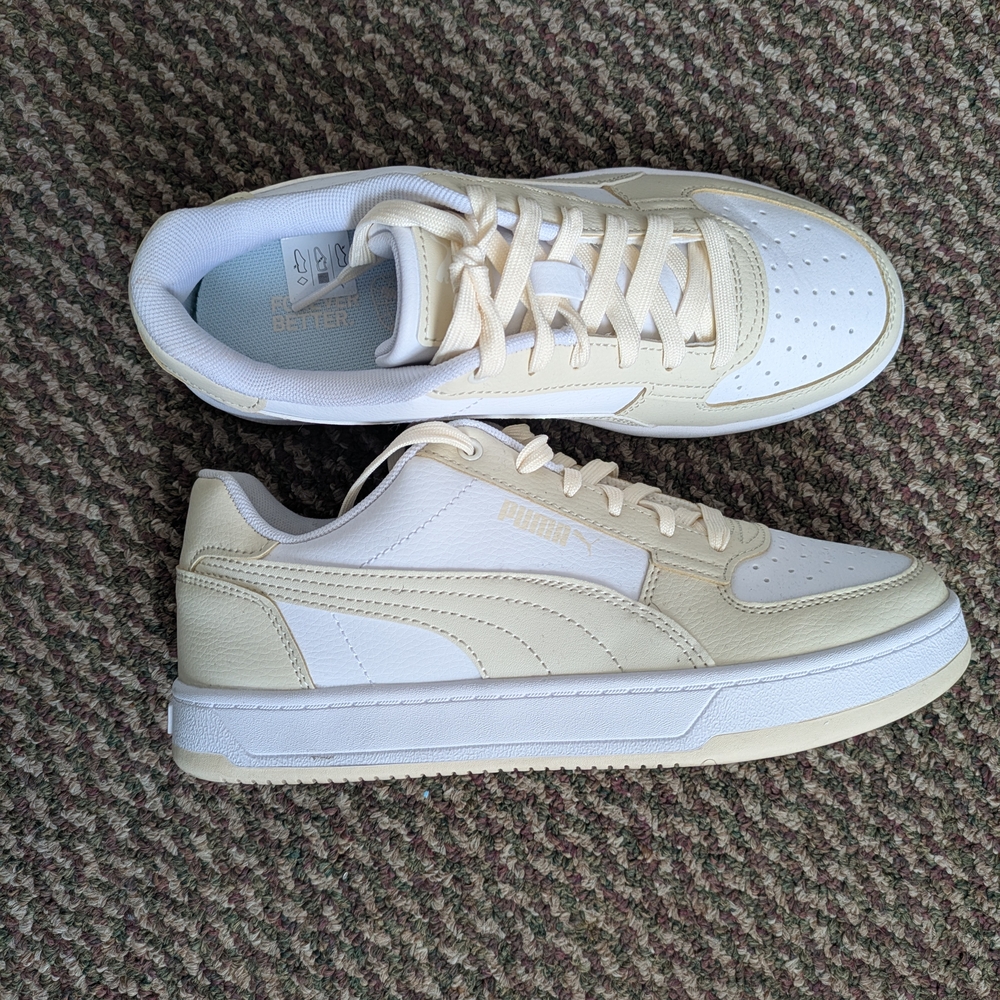 Puma Beige and White Casual Sneakers